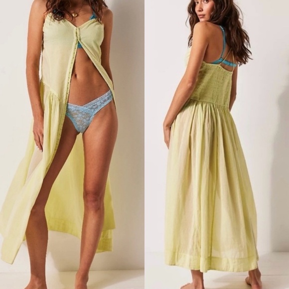 Free People Dresses & Skirts - FREE PEOPLE Heating Up Maxi Slip Dress NEW Lime Small